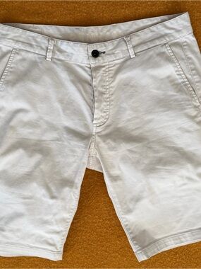 Denham Jeans White Flat Front Chino Shorts